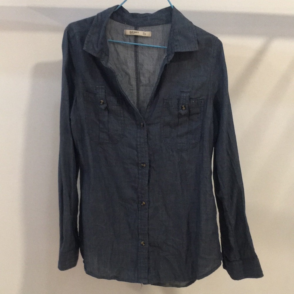 Old Navy Soft Denim Blue Long Sleeve Shirt with Pockets Size S